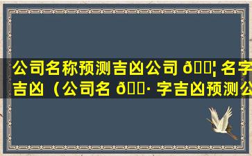 公司名称预测吉凶公司 🐦 名字吉凶（公司名 🌷 字吉凶预测公司名字测评）